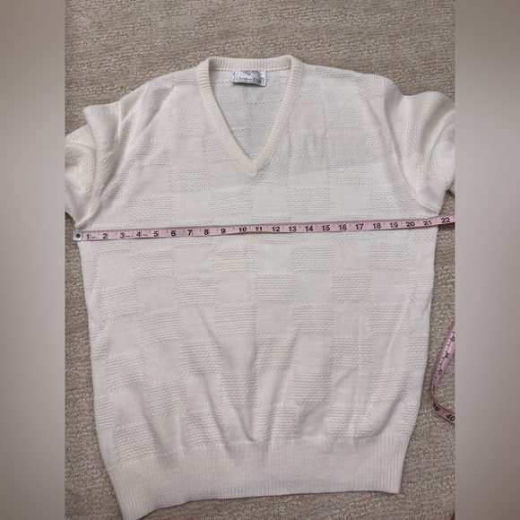 Vintage Christian Dior White V neck men’s sweater M - Picture 6 of 8